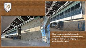 Main entrance windows and ceiling
