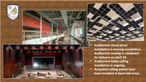EMHS Auditorium paneling and ceiling installation