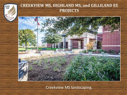 Photo of Creekview Middle School landscaping. 
