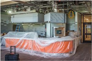 Bistro equipment covered in plastic
