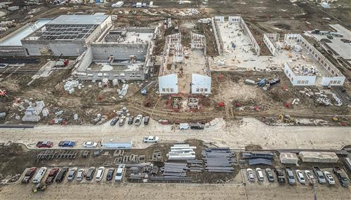 aerial construction photo of Wayside Middle school